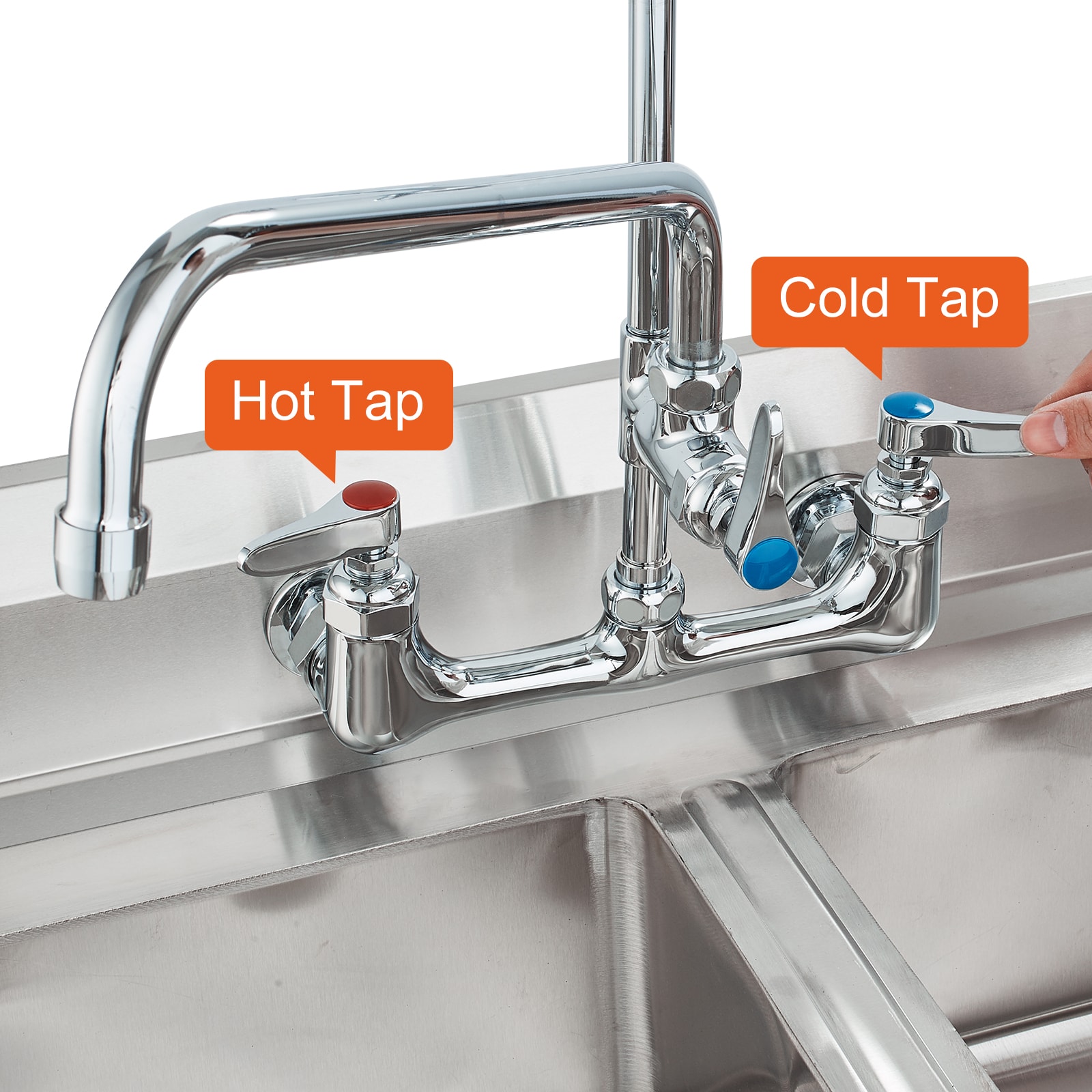 Commercial Kitchen Sink Faucet With Pull Down Pre-rinse Sprayer_voghion.com